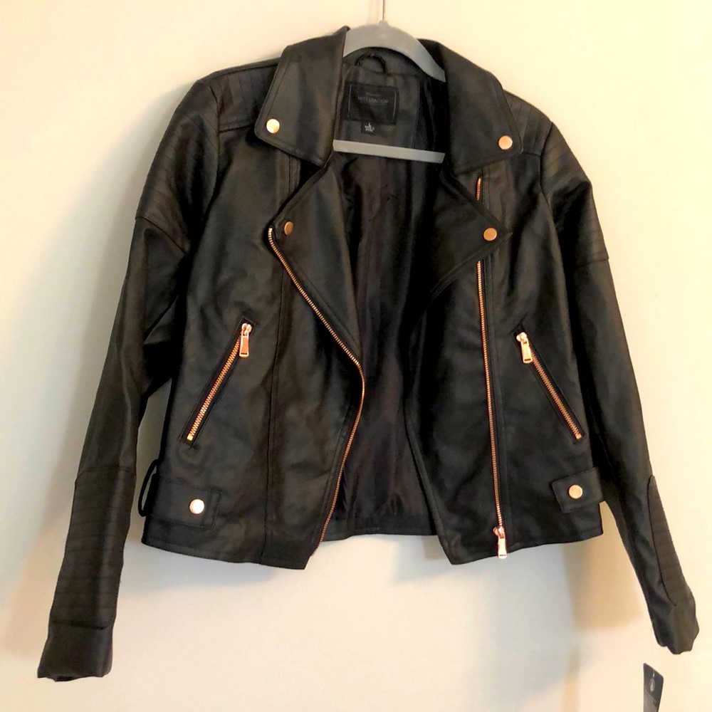 NWT Miss London Black Leather Jacket